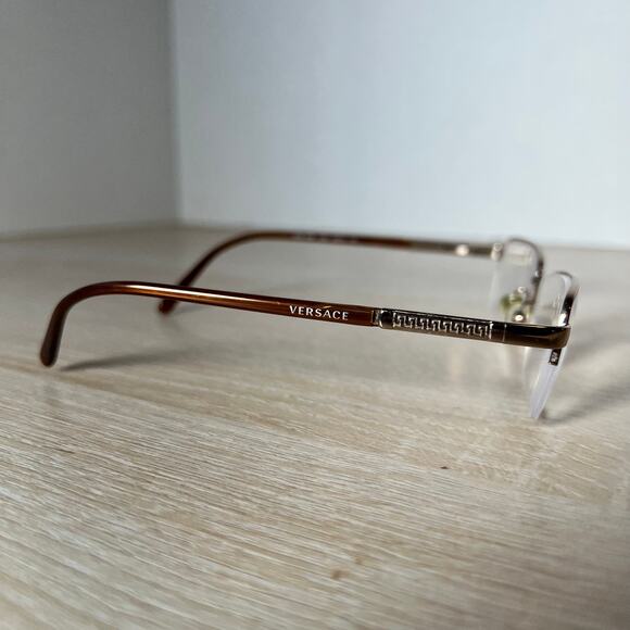 NWOT Versace Mod.1066 1053 Eyeglasses Brown Silver Half Rim Frames 50-18-135 - Picture 8 of 9